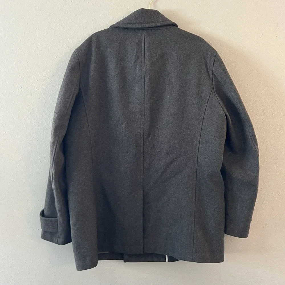 Banana Republic Men XL Gray Wool Blend Double Breasted Peacoat Jacket